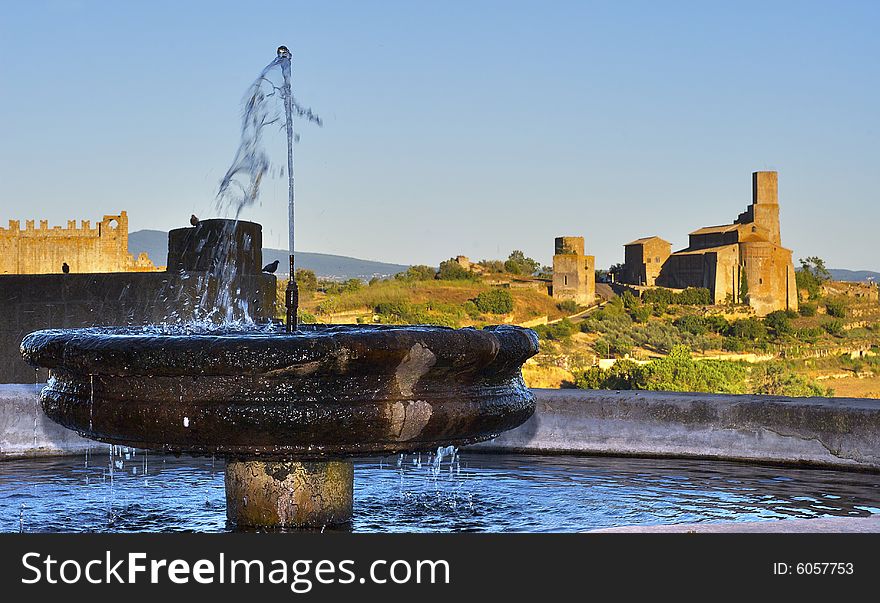 A fountain and Landscape of Tuscania