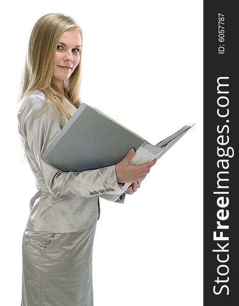 Portrait Of Young Businesswoman With Folder