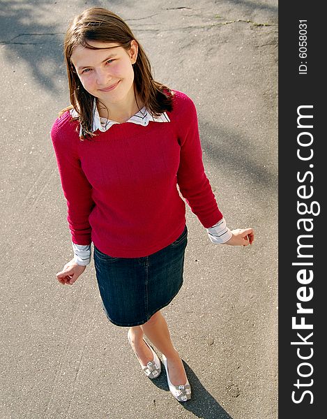 Girl In Red Pullover