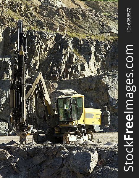 Work in stone pit mining stone. Work in stone pit mining stone