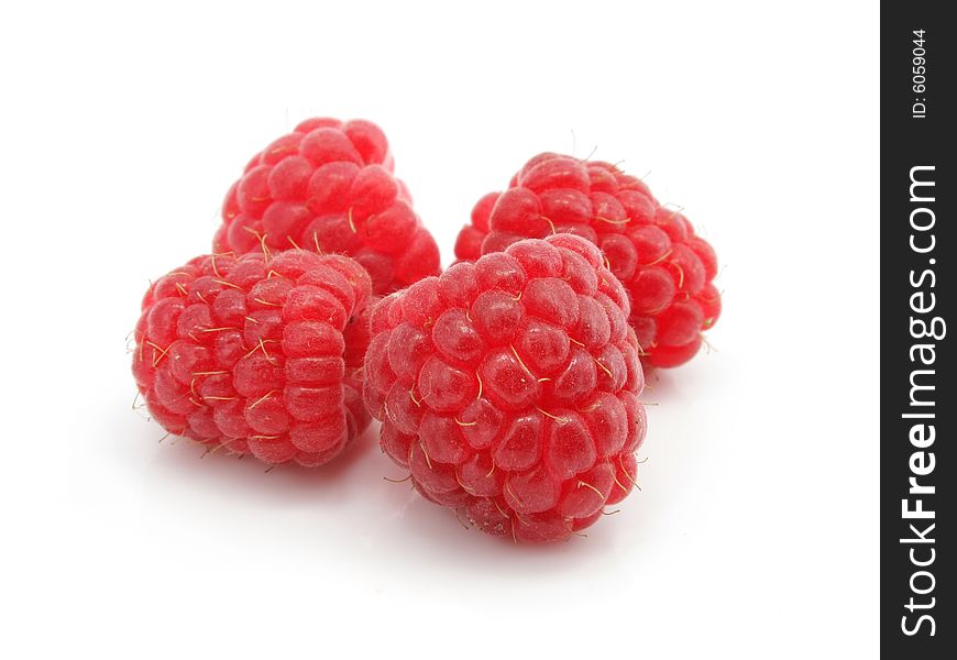 Three Raspberry Berries Isolated