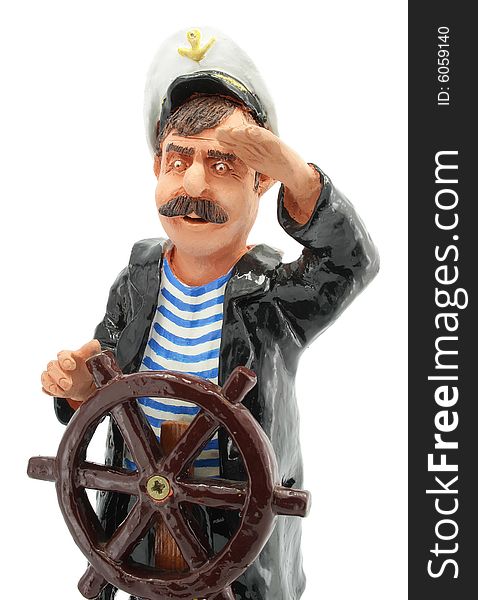 Captain With Steering-wheel Isolated