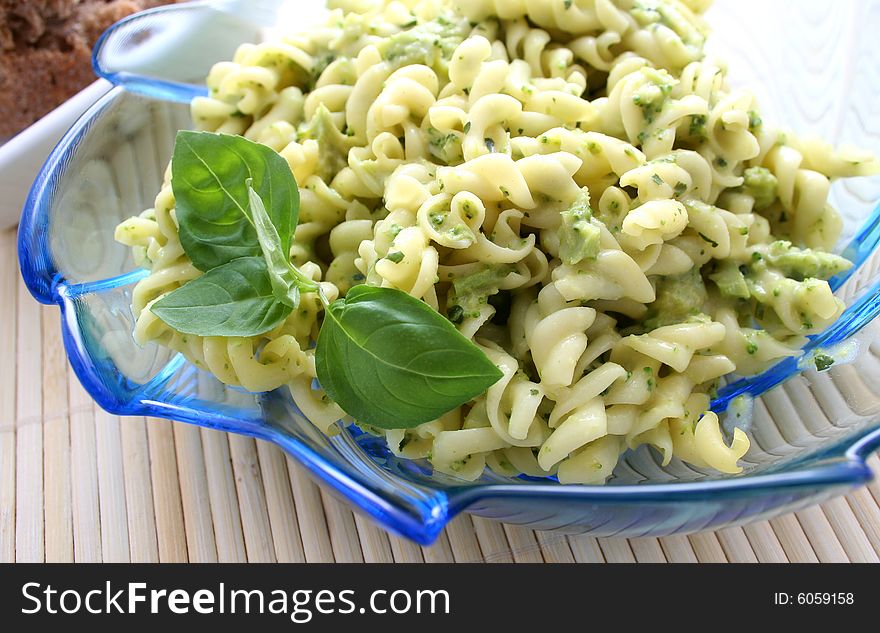 A fresh salad of noodles with oil and vinegar