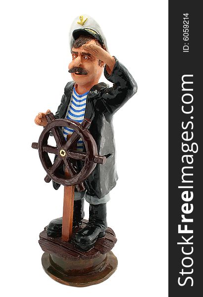 Captain With Steering-wheel Isolated