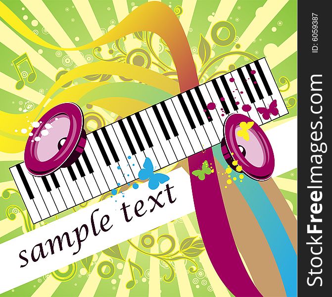 Musical background for your text with piano and youthful design elements