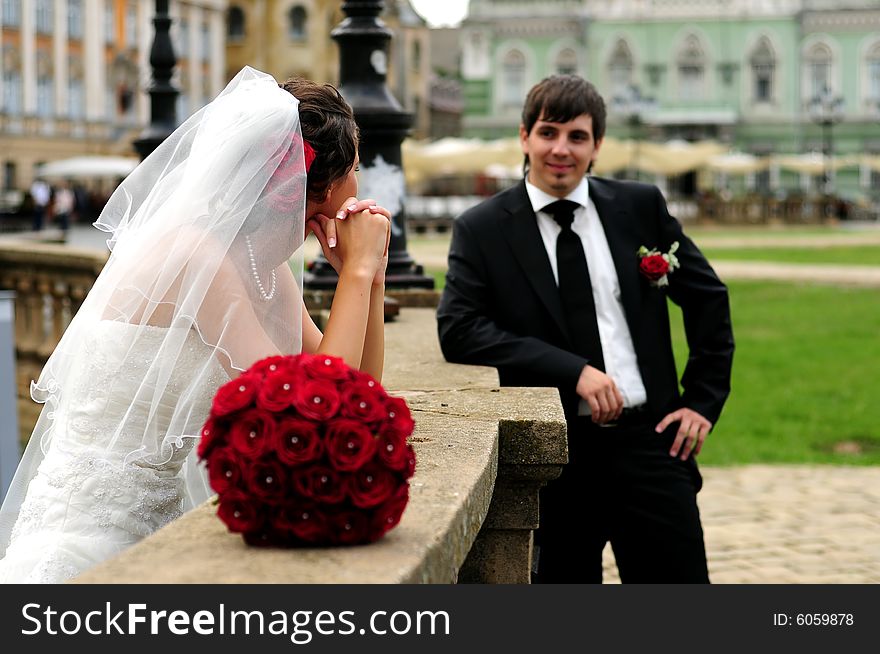 Portrait of bride and groom