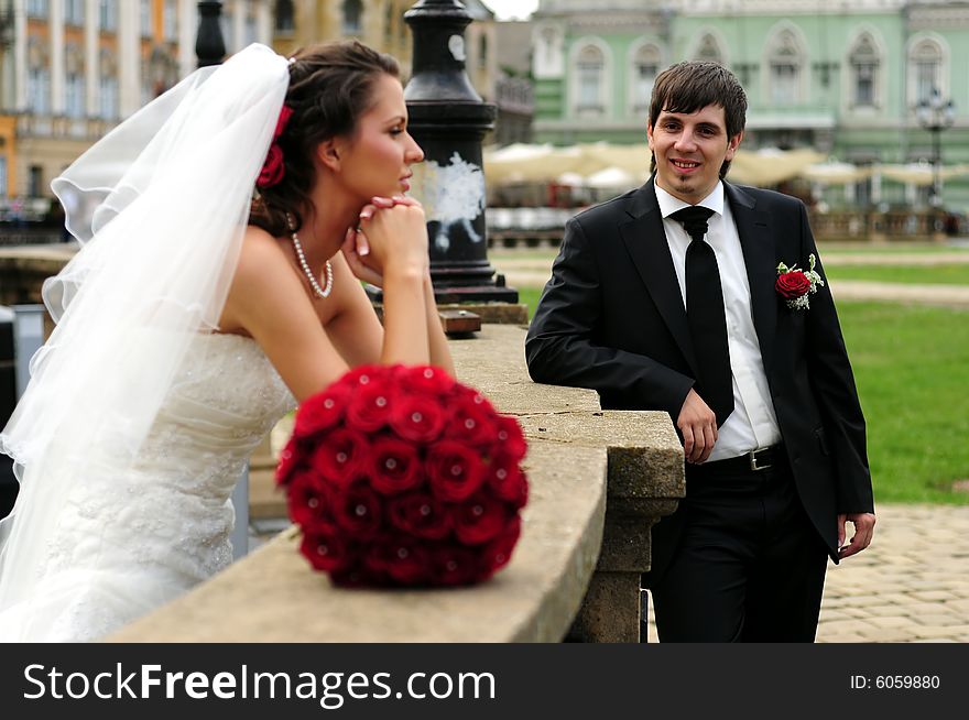 Portrait of bride and groom