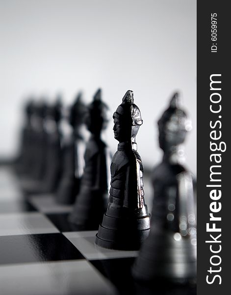 Chess soldiers stand in line