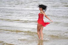 Happy Woman Dancing On The Beach Royalty Free Stock Photo Happy Woman Dancing On The Beach Royalty Free Stock Photo