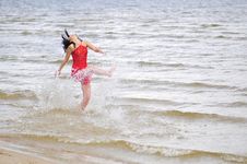 Happy Woman Dancing On The Beach Royalty Free Stock Photos Happy Woman Dancing On The Beach Royalty Free Stock Photos