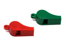 Red And Green Whistle Stock Images