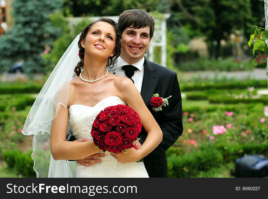 Portrait of bride and groom