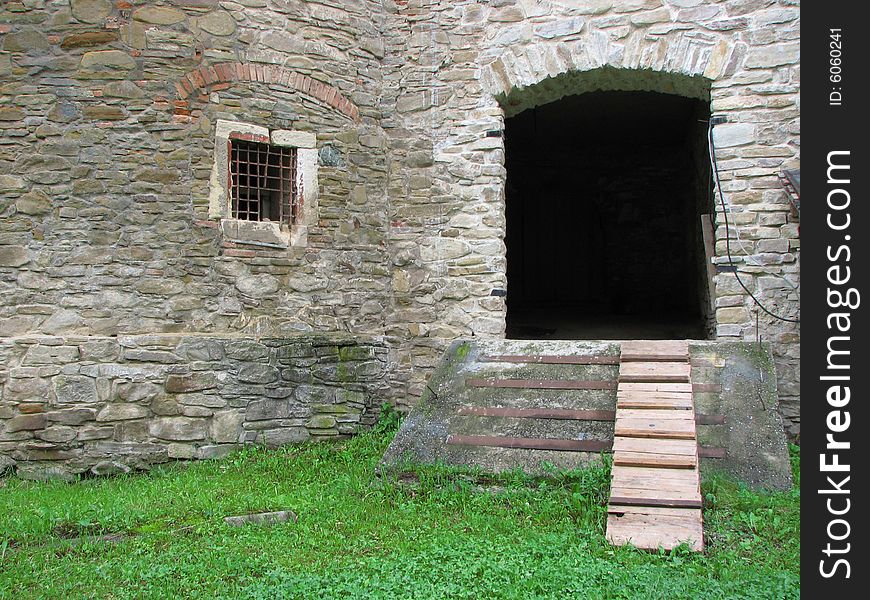 Doorway and prison rwindow of an old castle. Doorway and prison rwindow of an old castle