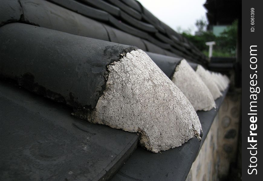 Close up for roof of the old building at seoul, Korea