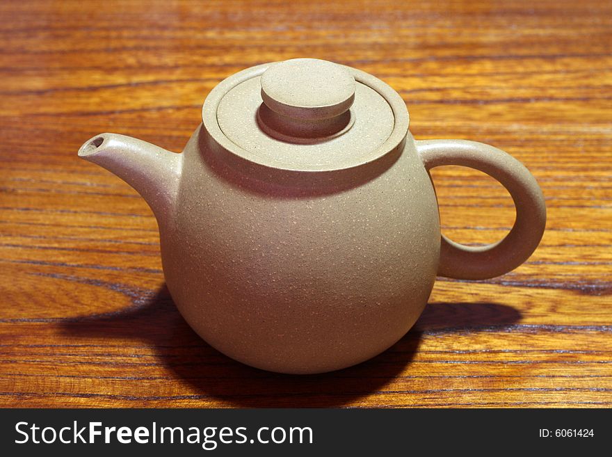 An zisha teapots on wood backgrounds