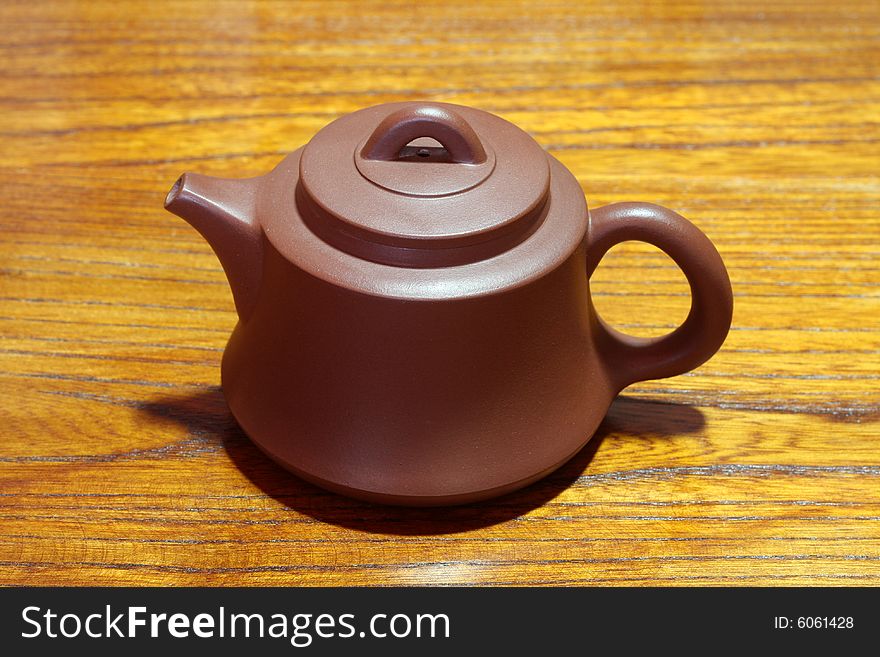 An zisha teapots on wood backgrounds.from China.