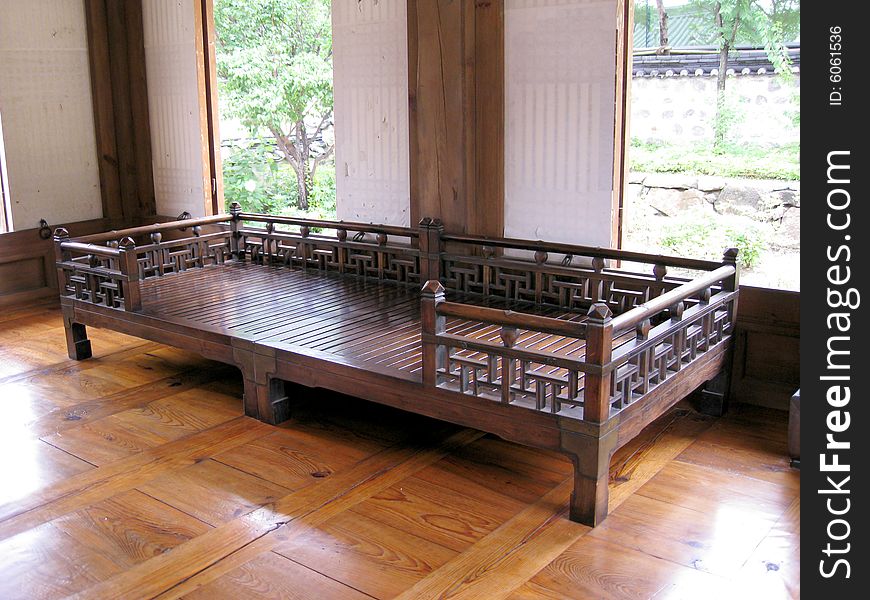 A traditional wooden chair in korea.