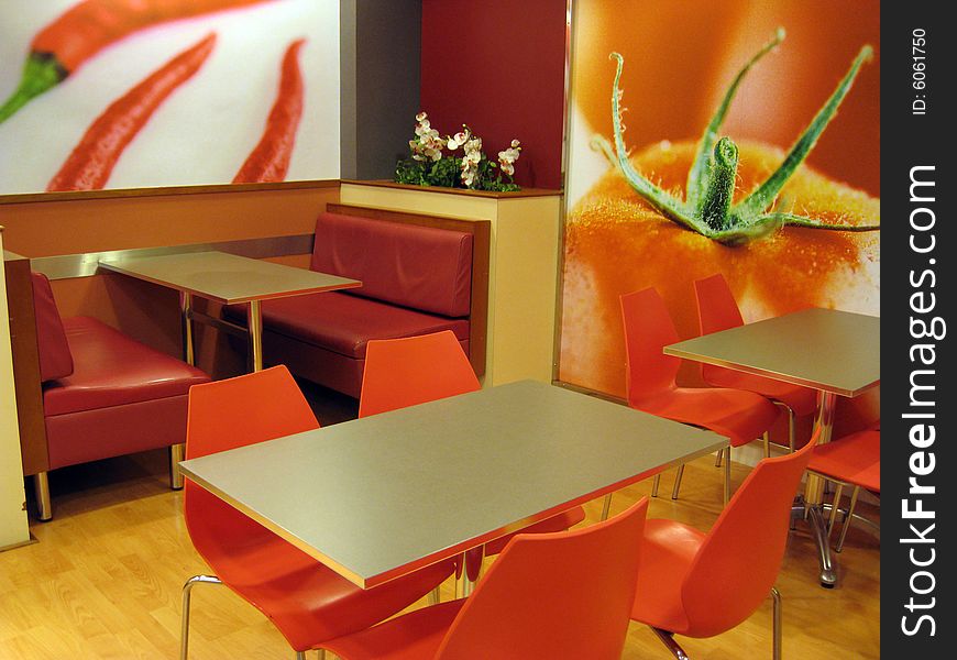 A modern set table and chair in dining place.