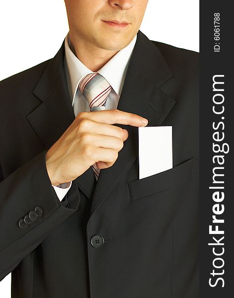 Young businessman blank visit card. Isolated. Young businessman blank visit card. Isolated.