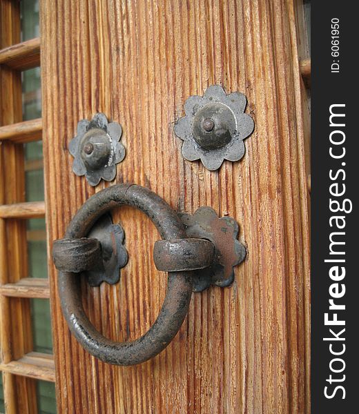 A traditional lock on a window of korean old-fashion residential.