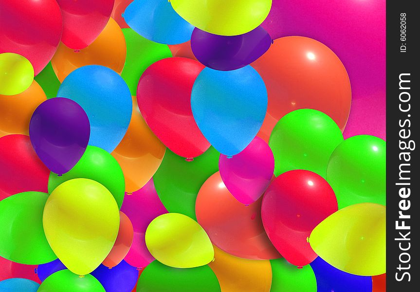 Lots of colourful balloons floating up.