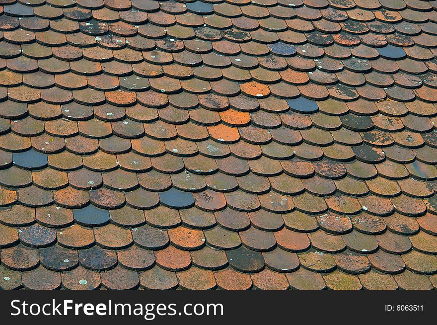 Colorful european roof tiles in Germany