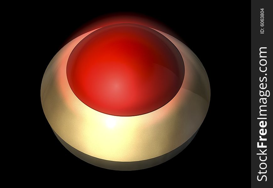 A glowing button isolated on black background