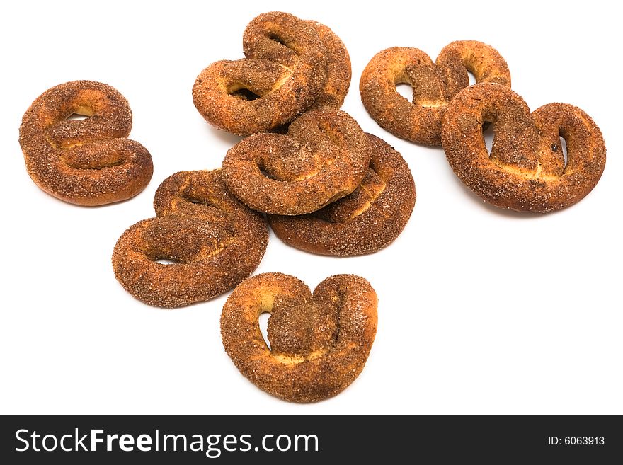 Sweet and crackling cookies on a white background. Sweet and crackling cookies on a white background