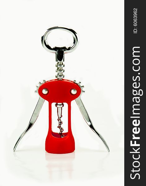 Red corkscrew isolated on white