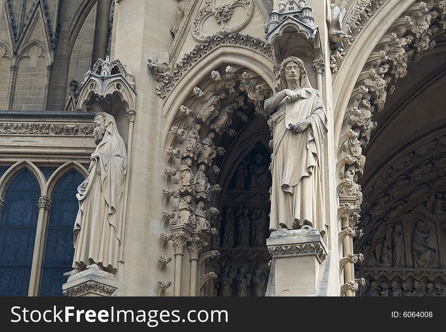 Cathedral St Etienne details located in Metz, France