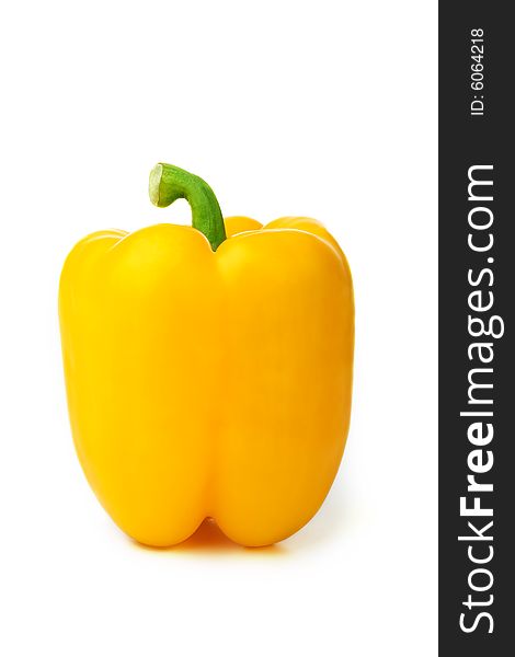 Closeup image of sweet pepper isolated on white with light shadow