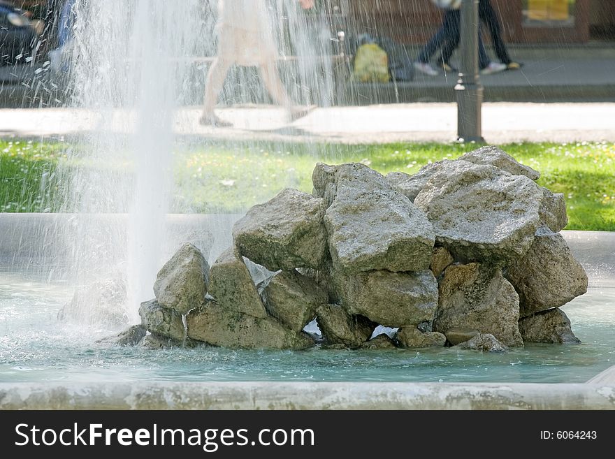 Water fountain with interesting rock formation