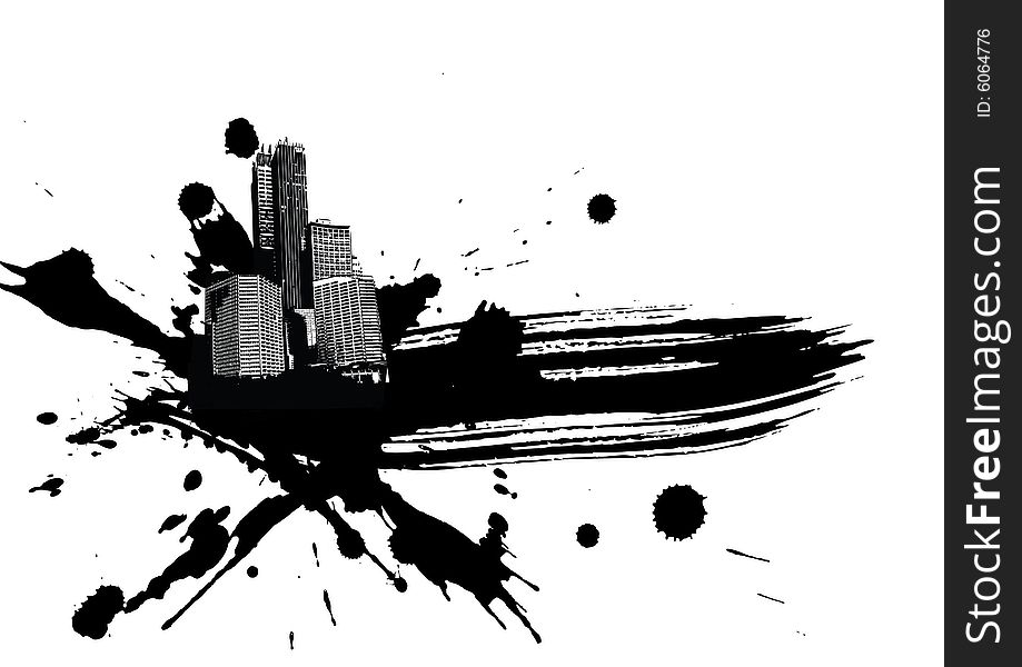 Abstract illustration with city. Vector