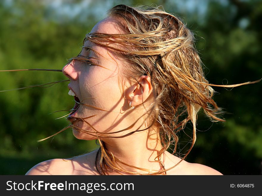 Attractive Woman With Wet Hairs