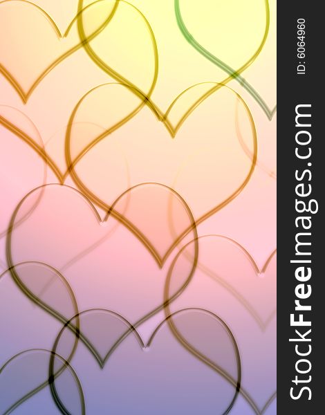 Transparent hearts on a pastel background. Transparent hearts on a pastel background