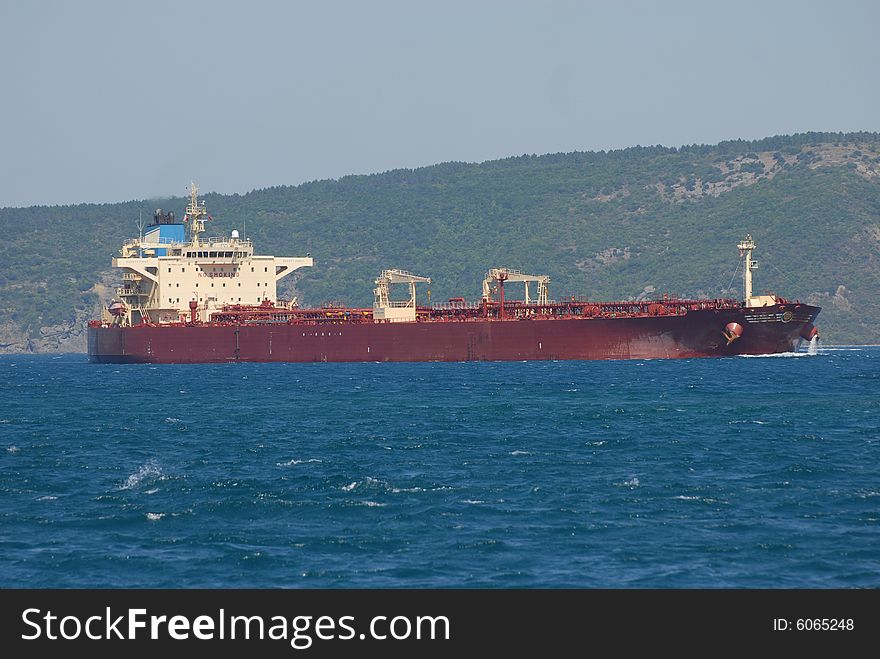 Cargo boat. Transport ship.