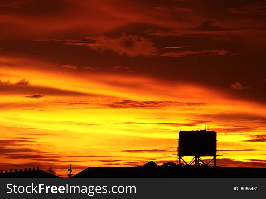 Dramatic skies and silhouettes on red sunset. Dramatic skies and silhouettes on red sunset