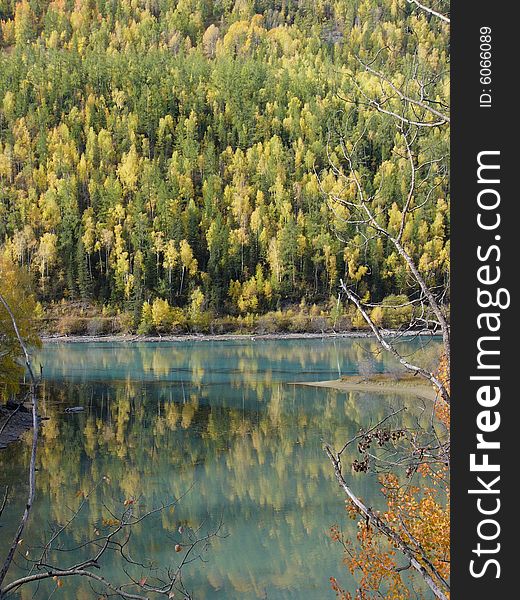 Landscape was mirrored in the lake. Landscape was mirrored in the lake.