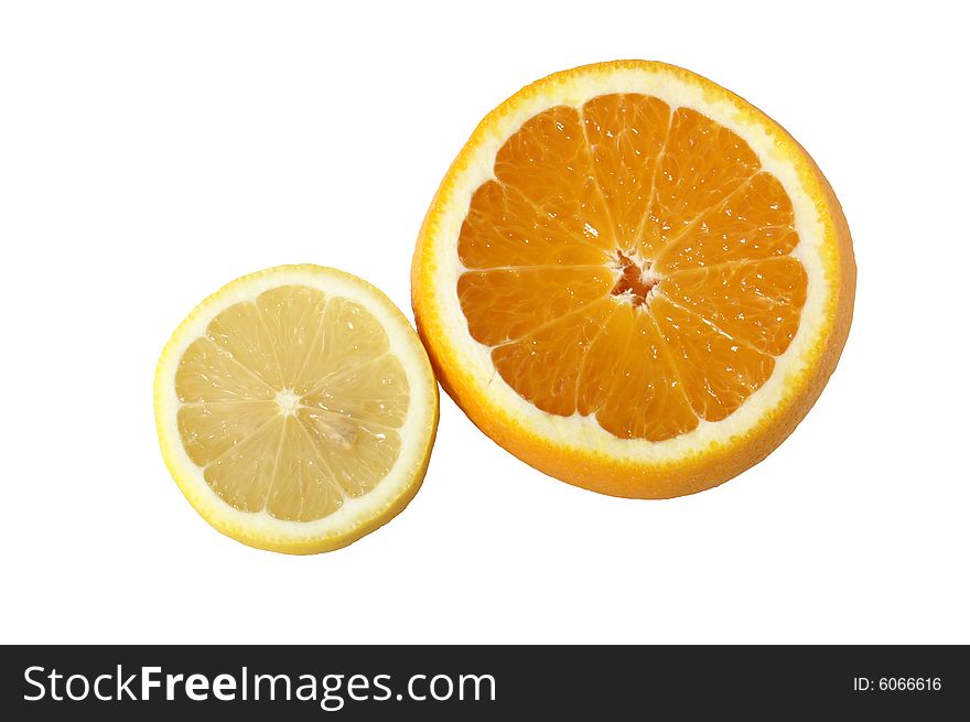 Two juicy lemon and orange. Two juicy lemon and orange