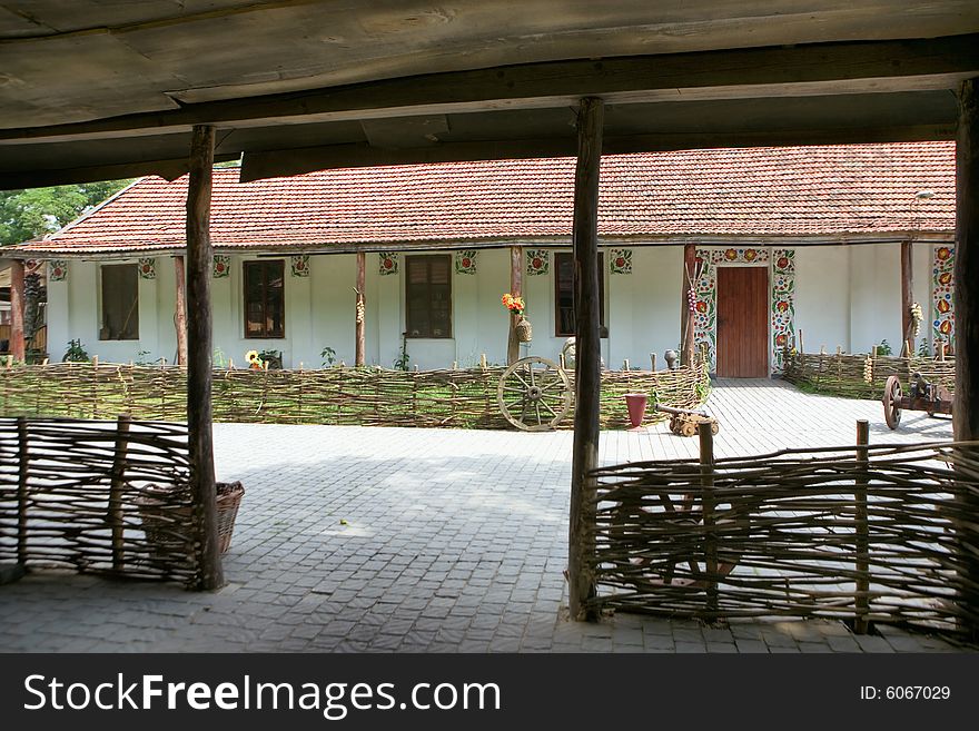 Old traditional farmhouse and courtyard