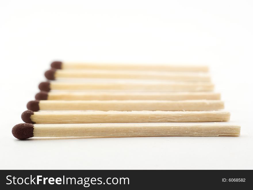 Close-up isoleted matches on white