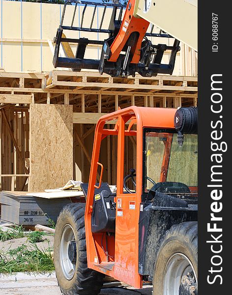 Forklift machine at construction site. Forklift machine at construction site