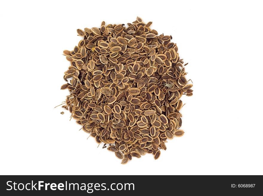 Close-up caraway-seeds on white
