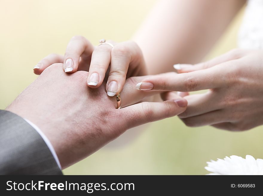 Two hands via wedding ceremony. Two hands via wedding ceremony