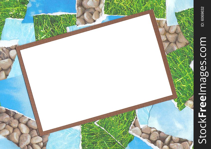 Nature papers collage frame with white foreground. Nature papers collage frame with white foreground