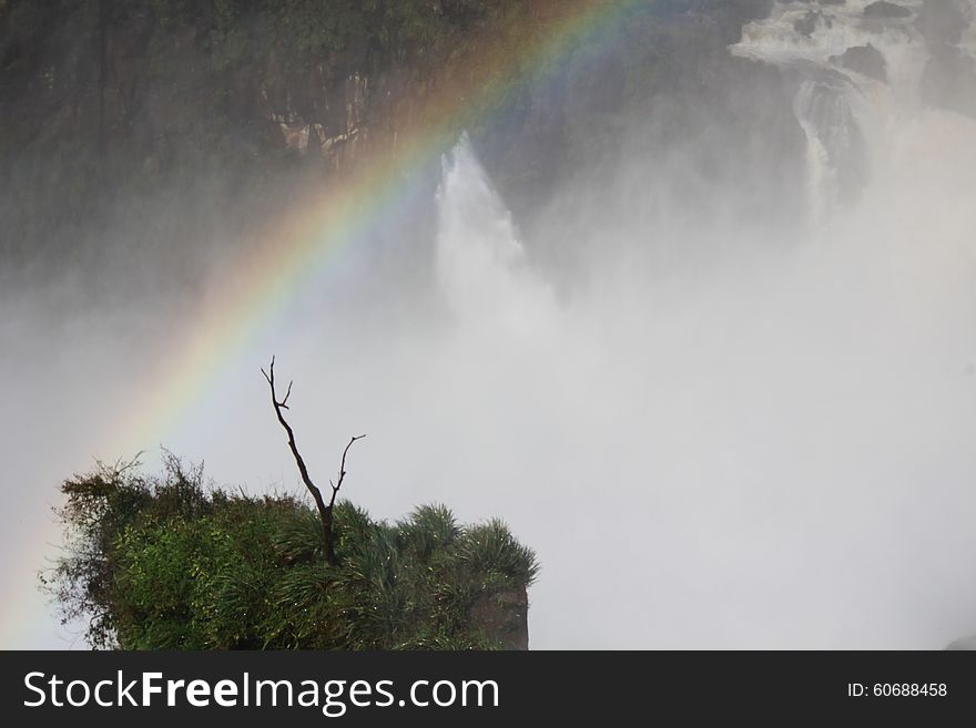 Iguazu falls are waterfalls of the Iguazu River on the border of the Argentine province of Misiones and the Brazilian state of ParanÃ¡. Surroned by rainforest with amazing flora and fauna. Iguazu falls are waterfalls of the Iguazu River on the border of the Argentine province of Misiones and the Brazilian state of ParanÃ¡. Surroned by rainforest with amazing flora and fauna.