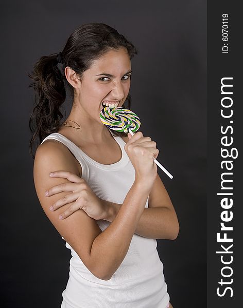 Naughty Girl Eating A Lolly Pop