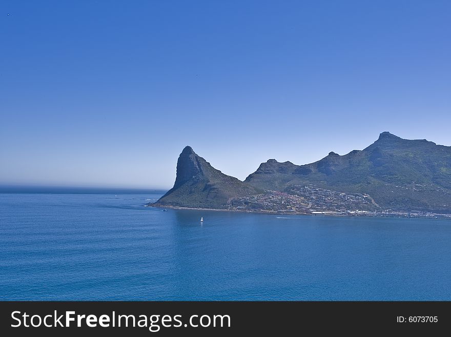 A landscape of the natural harbor at Hout Bay in Cape Town. A landscape of the natural harbor at Hout Bay in Cape Town