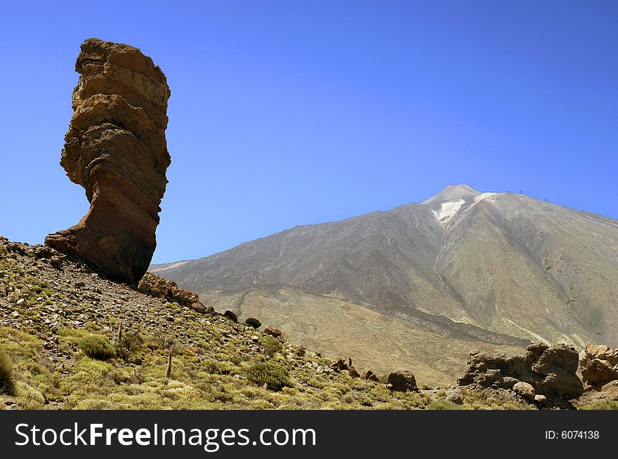 The lunar landscape at the base of mount Teide on the island of Tenerife