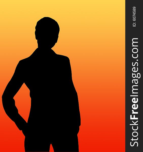 Black isolated silhouette of the serious businesswoman